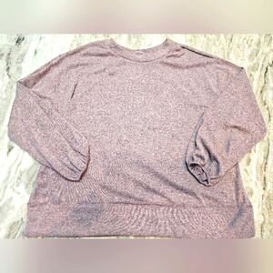 Andrée by Unit Heathered Mauve Knit Pullover Top Size Small Long Sleeve Soft Str